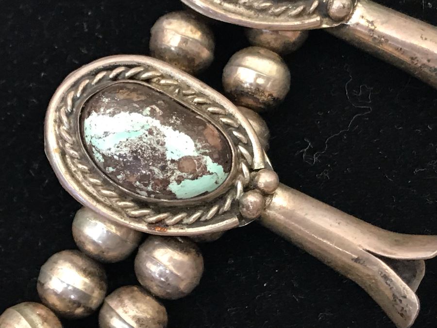 Vintage Native American Squash Blossom Necklace Navajo Made By Jackson Platero With Original Receipt Purchased In 1973 For $895 (Similar Necklace Is In Albuquerque Museum) 193.8g [Photo 8]