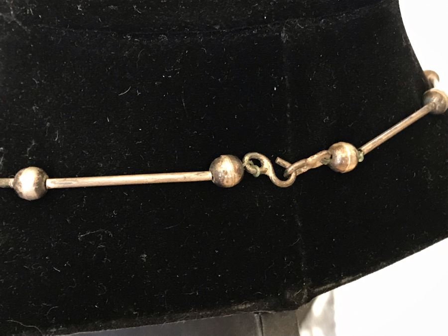 Native American Sterling Silver And Turquoise Pendant Necklace 39.6g [Photo 7]