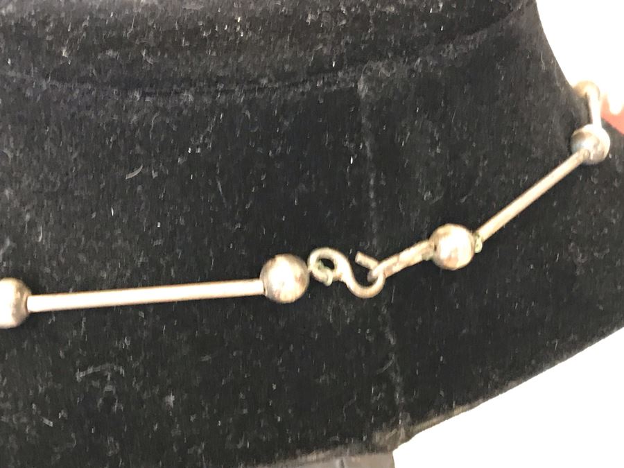 Native American Sterling Silver And Turquoise Pendant Necklace 39.6g [Photo 6]