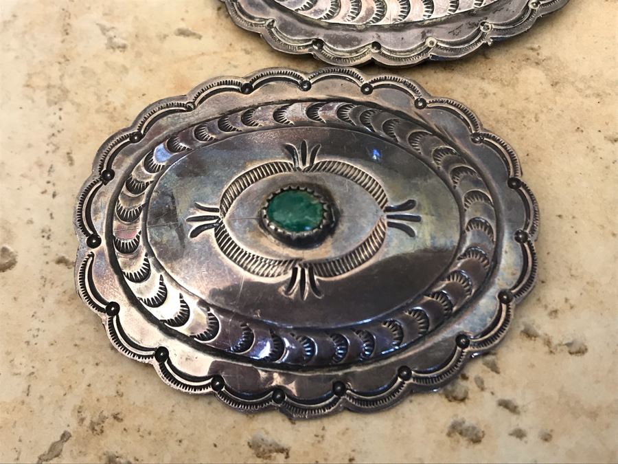 Vintage Native American Sterling Silver Turquoise Concho Belt (No Leather Belt) 275.1g [Photo 5]