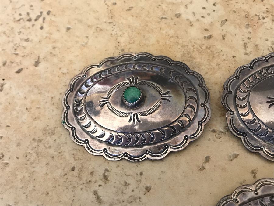 Vintage Native American Sterling Silver Turquoise Concho Belt (No Leather Belt) 275.1g [Photo 10]