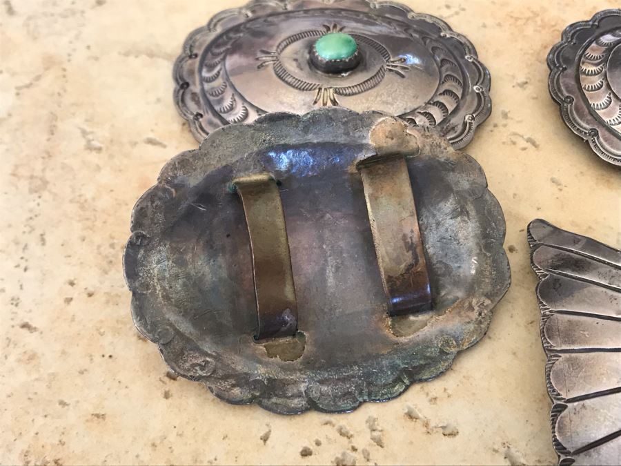 Vintage Native American Sterling Silver Turquoise Concho Belt (No Leather Belt) 275.1g [Photo 11]