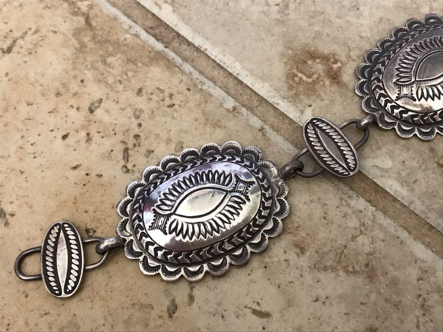 Sterling Silver Native American Belt 36'L 138.2g [Photo 4]