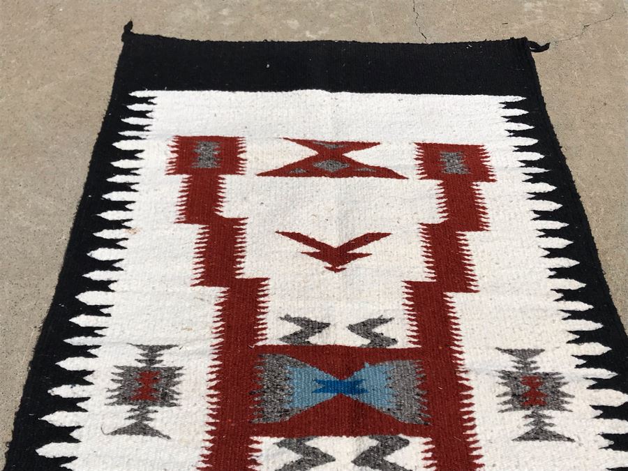 Vintage Navajo Native American Wool Rug 4'10' X 2'5' [Photo 7]