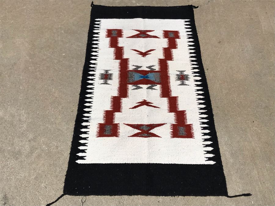 Vintage Navajo Native American Wool Rug 4'10' X 2'5' [Photo 2]