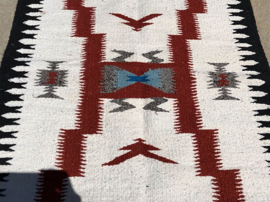 Vintage Navajo Native American Wool Rug 4'10' X 2'5' [Photo 6]