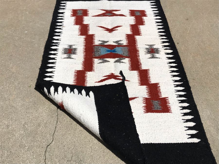 Vintage Navajo Native American Wool Rug 4'10' X 2'5' [Photo 8]