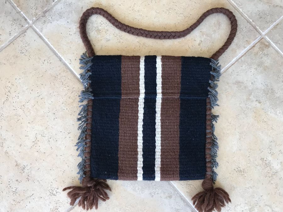 Vintage Handwoven Chimayo New Mexico Wool Handbag Purse 14 X 14 [Photo 2]