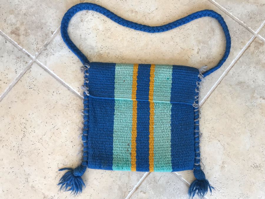 Vintage Handwoven Chimayo New Mexico Wool Handbag Purse 12 X 12