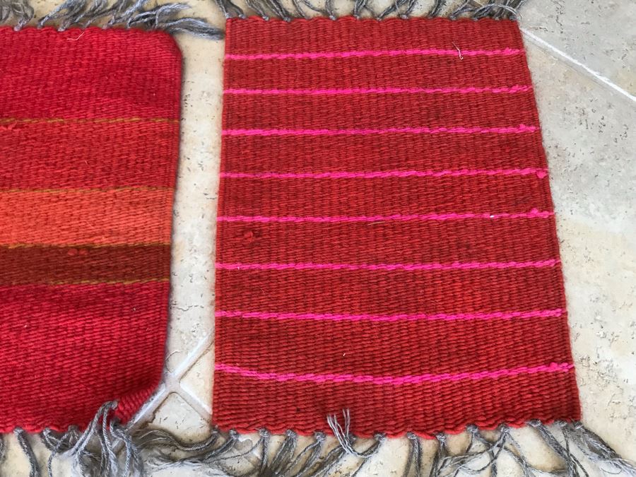 Pair Of Small Handwoven Wool Weavings Unknown Origin 11W X 15H [Photo 2]