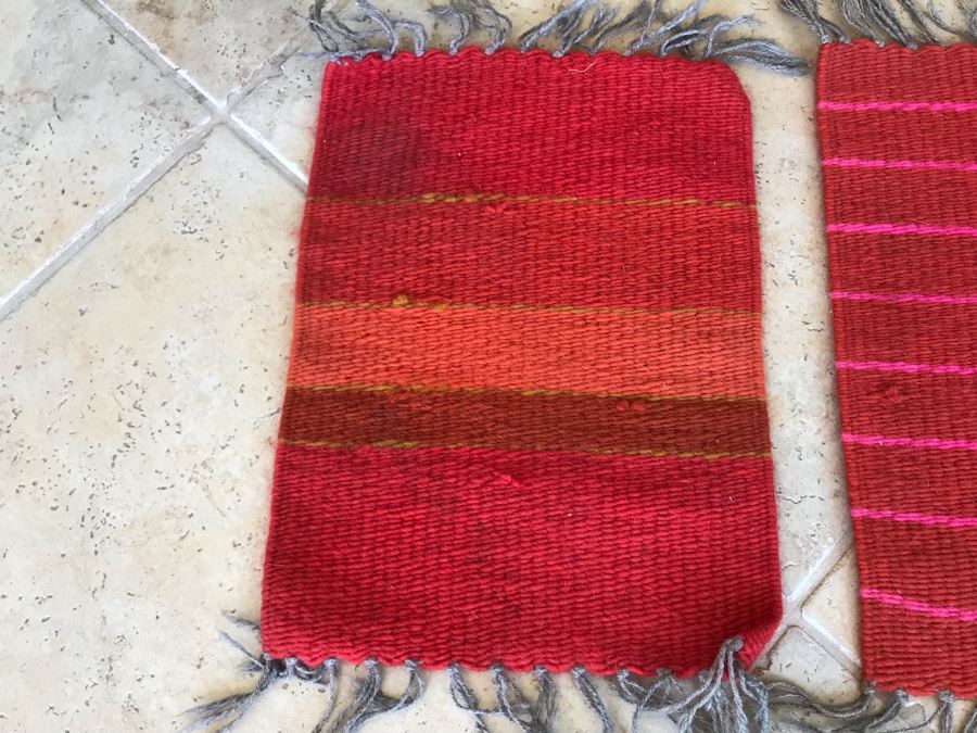 Pair Of Small Handwoven Wool Weavings Unknown Origin 11W X 15H [Photo 3]