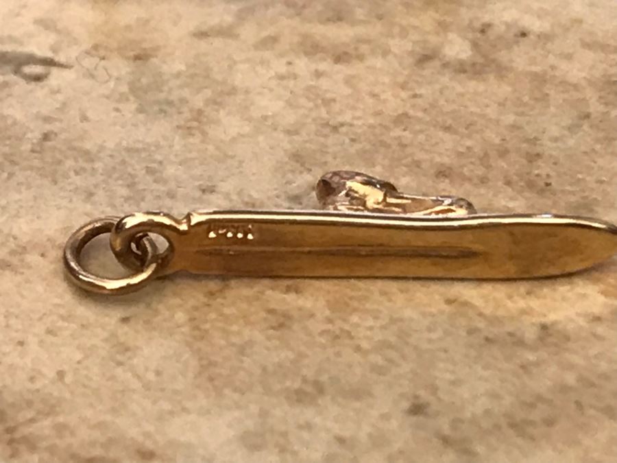 14K Gold Cross Country Ski Pendant And Small 14K Gold Pendant 1.4g [Photo 4]