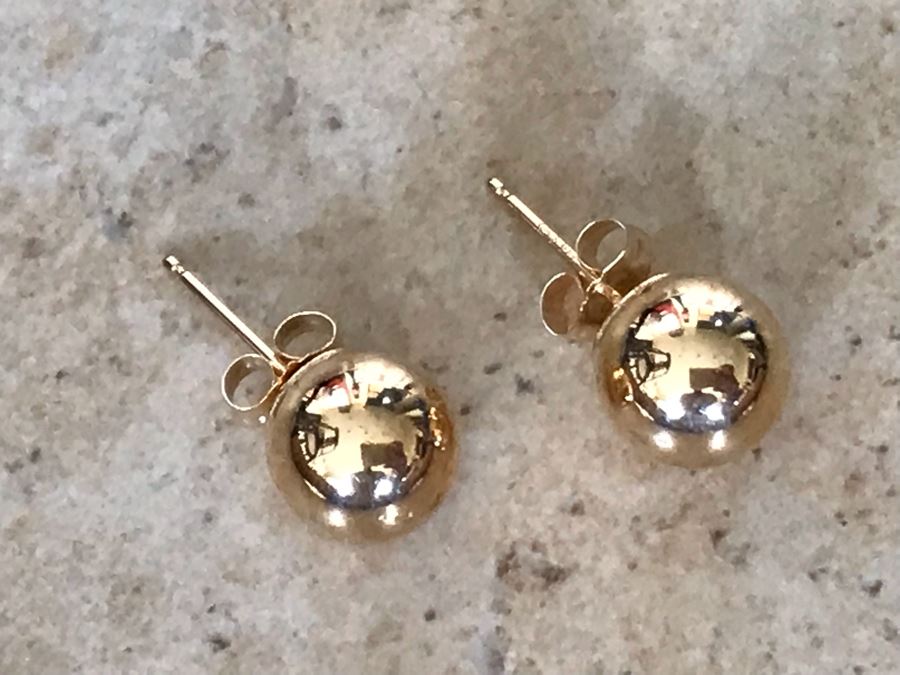 18K Gold Sphere Studs Earrings 0.7g
