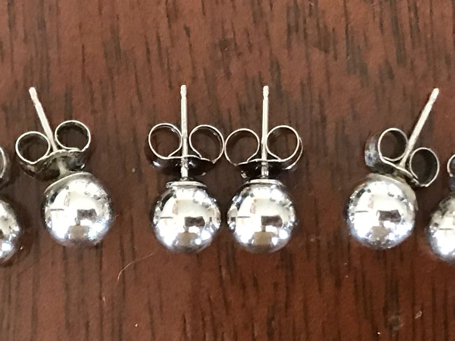 (3) Pairs Of 14K Gold Sphere Studs Earrings 1.5g [Photo 5]