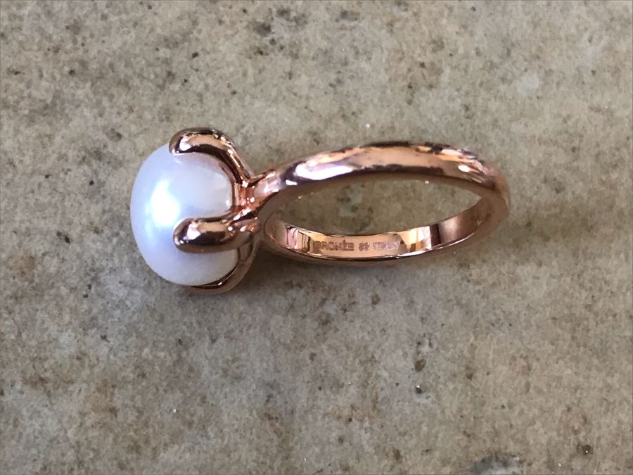 Bronze Milor Italy Pearl Ring Size 6.5 With Matching Pearl Earrings [Photo 5]