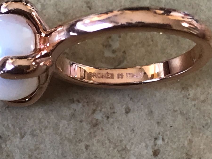 Bronze Milor Italy Pearl Ring Size 6.5 With Matching Pearl Earrings [Photo 4]