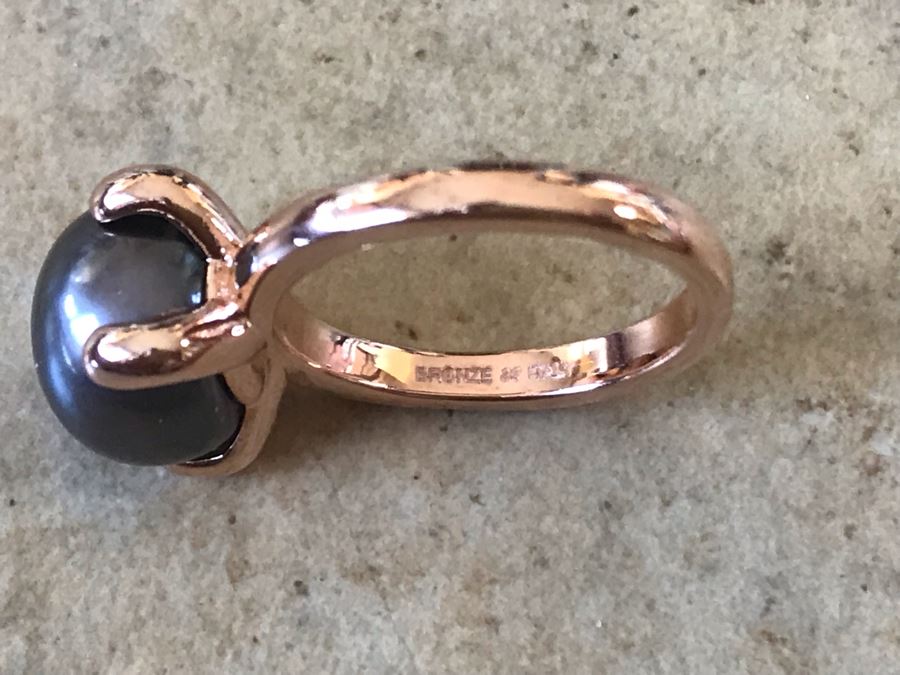 Bronze Milor Italy Pearl Ring Size 6.5 With Matching Pearl Earrings [Photo 5]