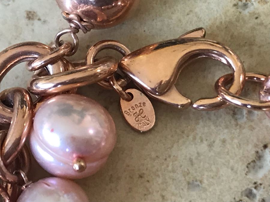 Bronze Milor Italy Pearl Bracelet And Pair Of Bronze Milor Italy Pearl Earrings [Photo 3]