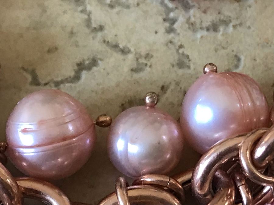 Bronze Milor Italy Pearl Bracelet And Pair Of Bronze Milor Italy Pearl Earrings [Photo 8]