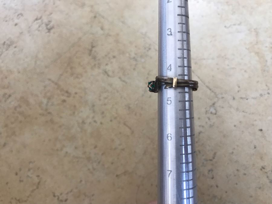 Emerald, Pink Sapphire And Diamond Base Metal Ring Size 4.5 With Ring Spacer [Photo 11]