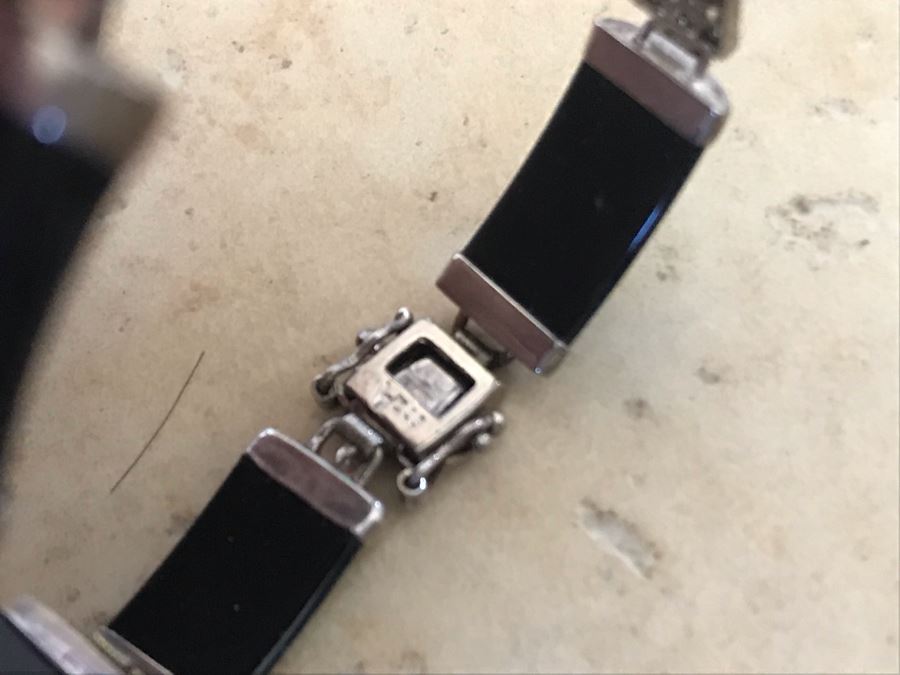 Sterling Silver Onyx Asian Bracelet 11.5g [Photo 5]