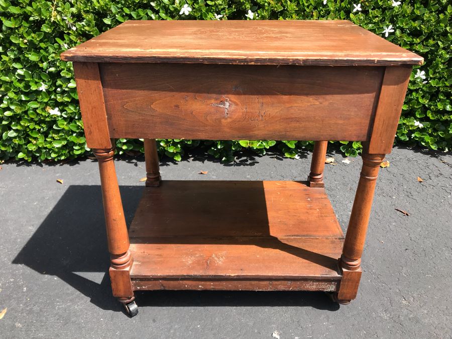 LAST MINUTE ADD - Antique Side Table Nightstand With Drawer 21W X 16D X 22.5H [Photo 5]