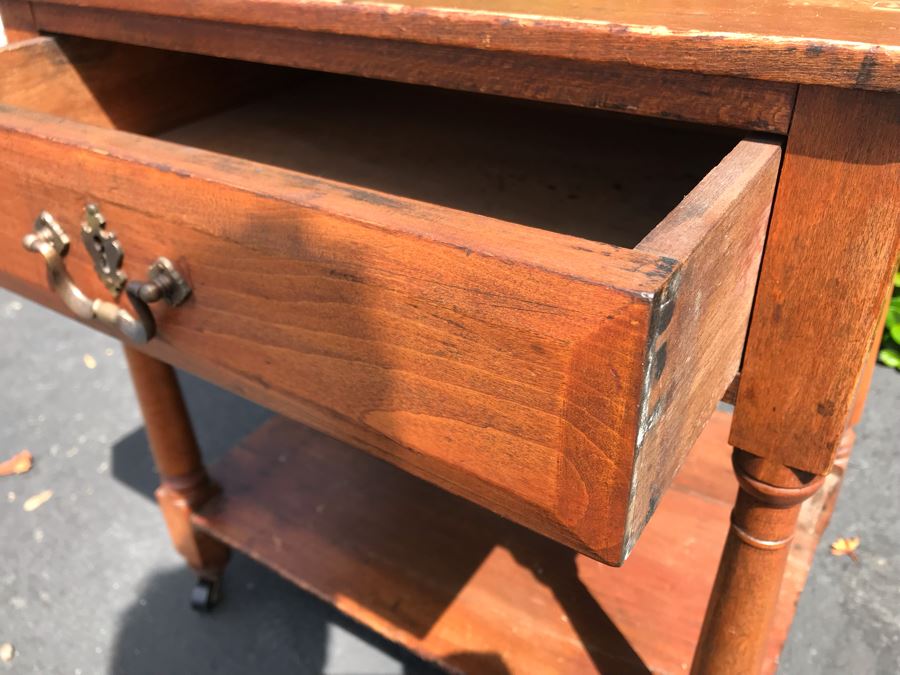 LAST MINUTE ADD - Antique Side Table Nightstand With Drawer 21W X 16D X 22.5H [Photo 4]