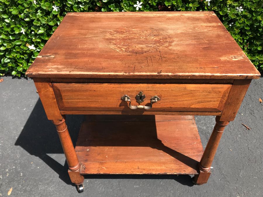 LAST MINUTE ADD - Antique Side Table Nightstand With Drawer 21W X 16D X 22.5H [Photo 2]