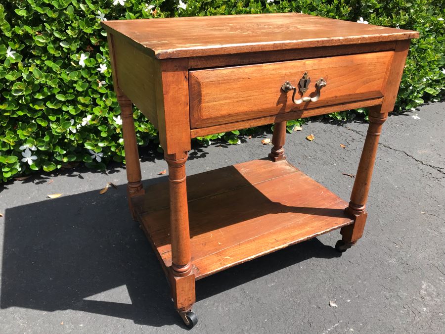 LAST MINUTE ADD - Antique Side Table Nightstand With Drawer 21W X 16D X 22.5H [Photo 3]