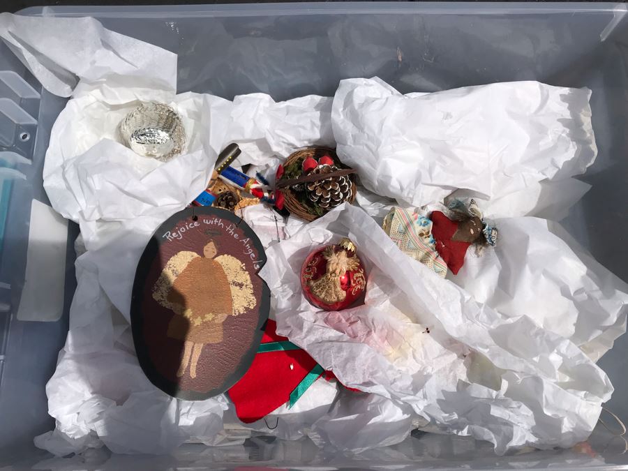 LAST MINUTE ADD - Bin Filled With Various Christmas Ornaments [Photo 1]