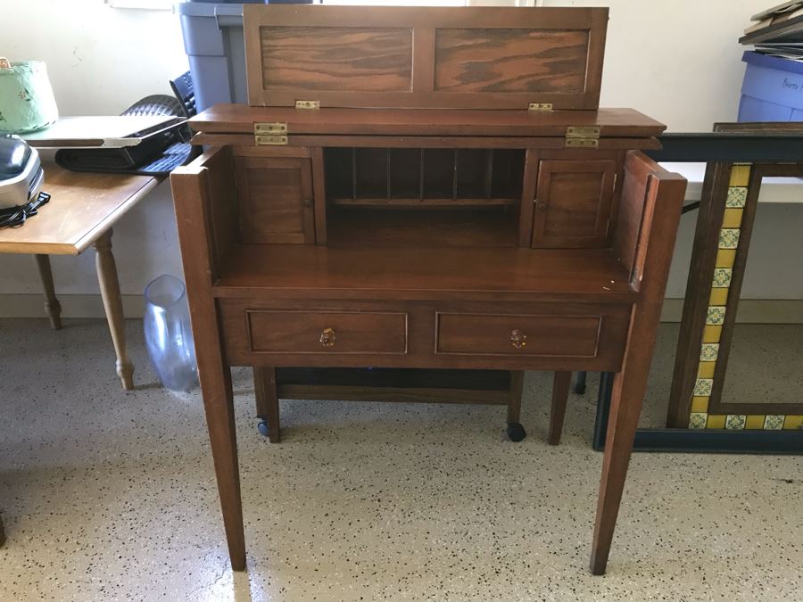 LAST MINUTE ADD - Vintage Wooden Desk 36W X 20D X 37.5H [Photo 1]