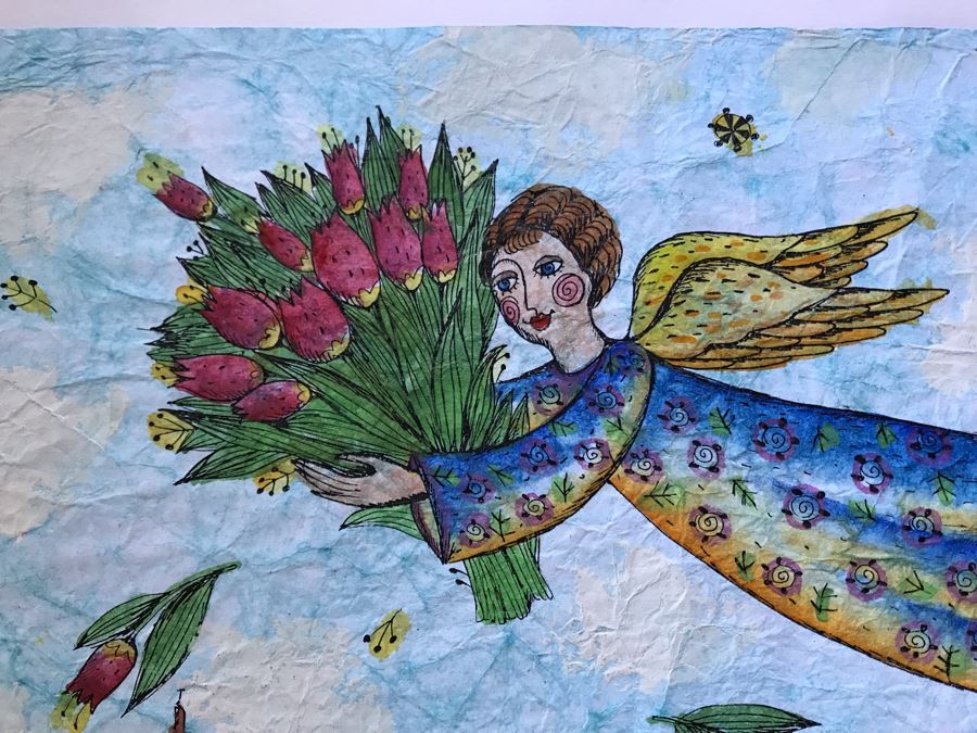 LAST MINUTE ADD - Signed Angelic Watercolor Painting By L. Bogatro 11.5 X 8 [Photo 3]