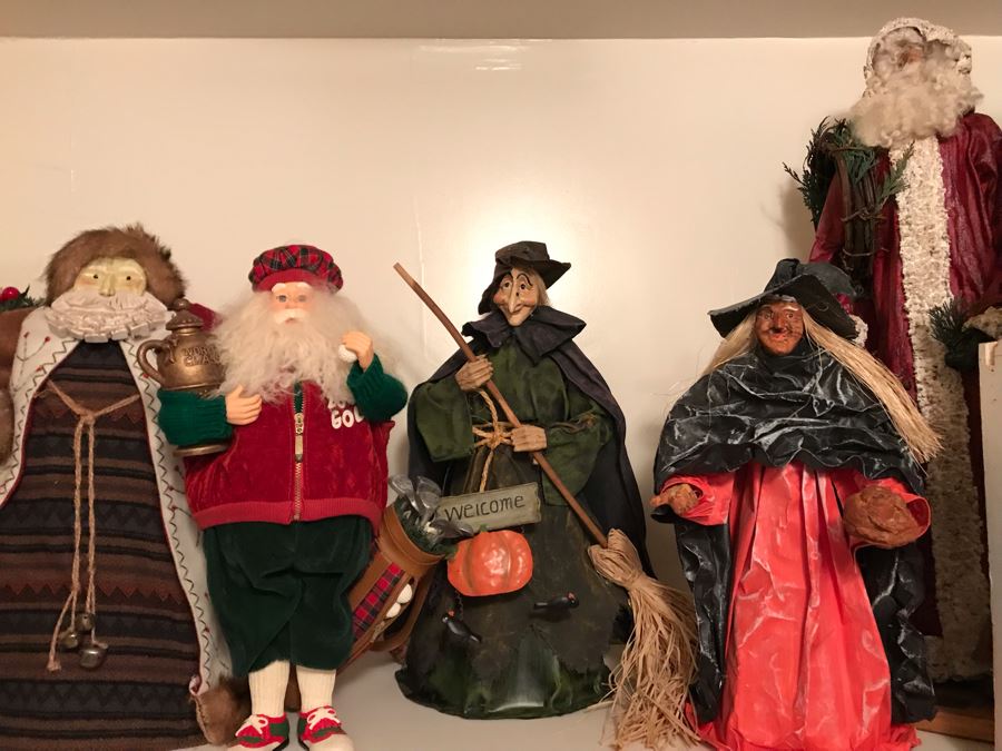 LAST MINUTE ADD - Collection Of Santa Claus And Witch Decorative Holiday Figurines [Photo 1]