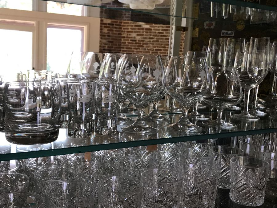LAST MINUTE ADD - Crystal Barware Glasses, Liquour Decanter, SoadStream - All Items On Shelves And Bar Counter [Photo 7]