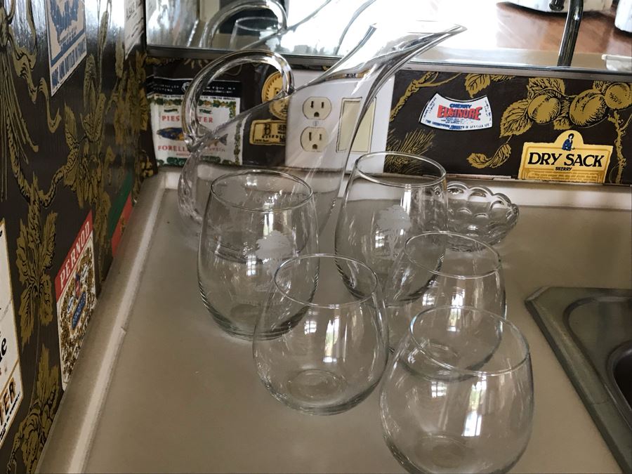 LAST MINUTE ADD - Crystal Barware Glasses, Liquour Decanter, SoadStream - All Items On Shelves And Bar Counter [Photo 8]