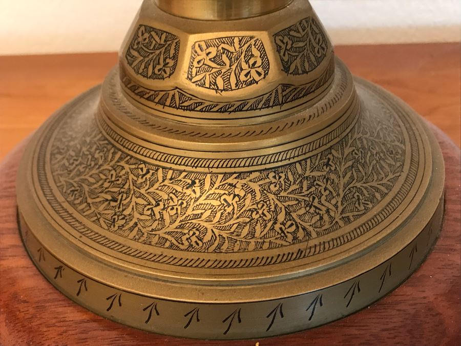 Pair Of Mid-Century Moroccan Style Chased Brass Table Lamps [Photo 9]