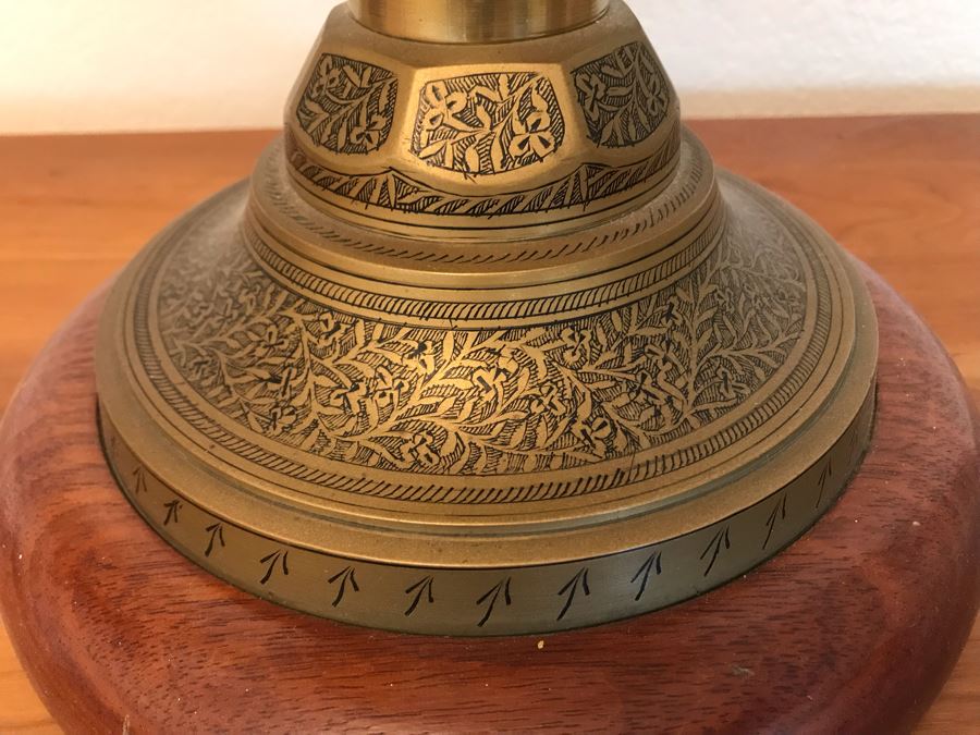 Pair Of Mid-Century Moroccan Style Chased Brass Table Lamps [Photo 8]