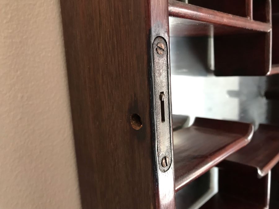 Rosewood Netsuke Display Wall Curio Cabinet Stand With Locking Front Door (Have Key) [Photo 17]