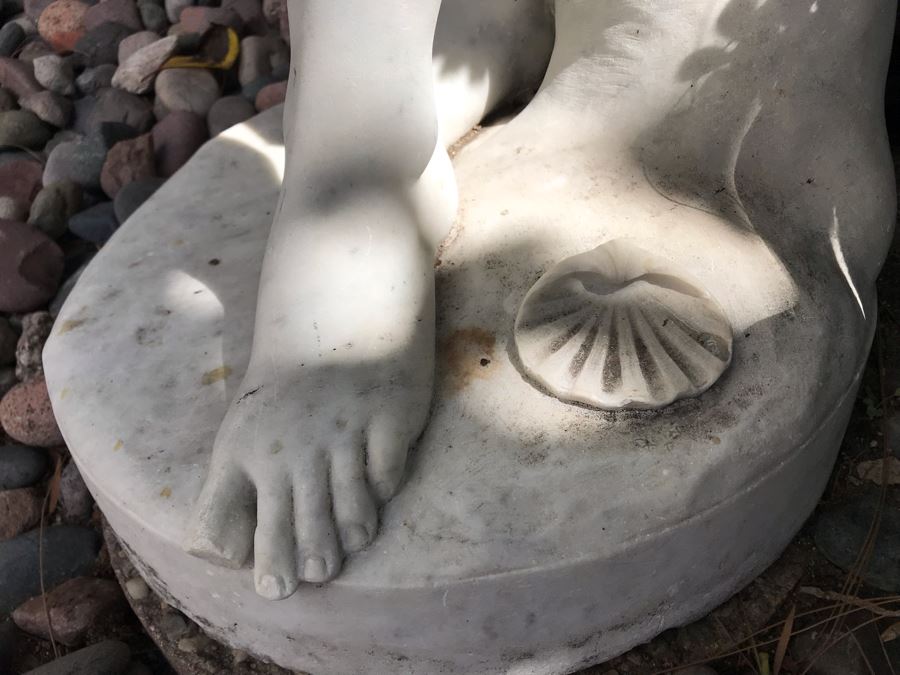 Vintage Italian Stone Carved White Marble Statue Sculpture Life Size Women From Rome Italy (Left Arm And Hand Have Damage - See Photos) [Photo 7]