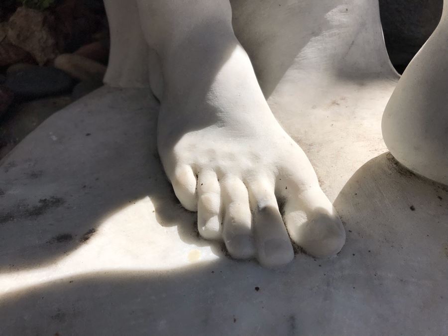 Vintage Italian Stone Carved White Marble Statue Sculpture Life Size Women From Rome Italy (Left Arm And Hand Have Damage - See Photos) [Photo 22]