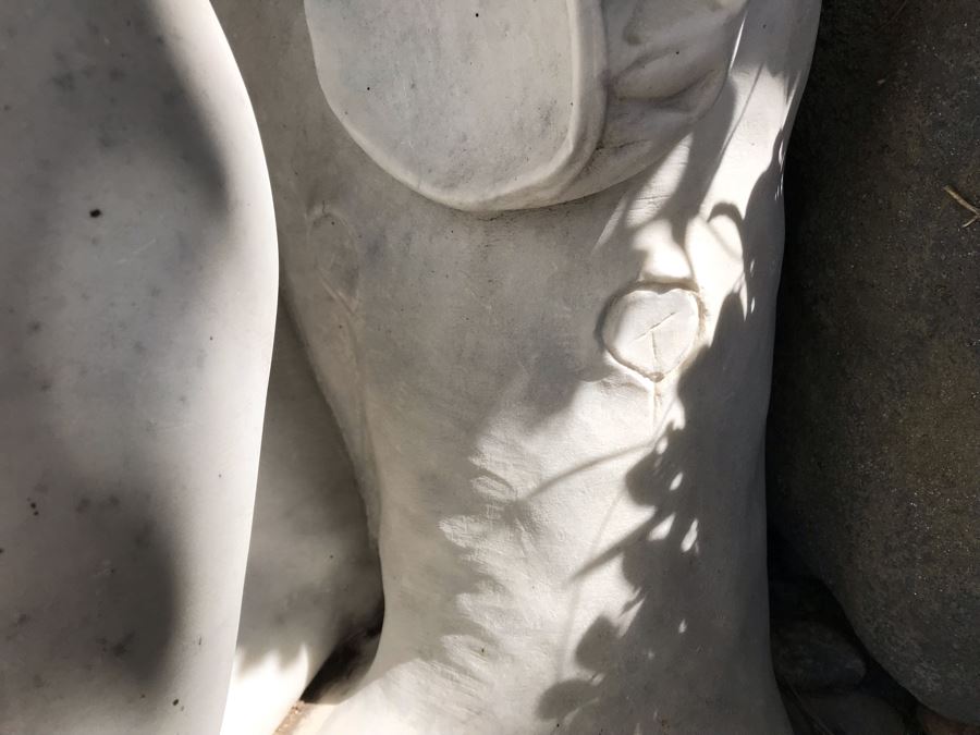 Vintage Italian Stone Carved White Marble Statue Sculpture Life Size Women From Rome Italy (Left Arm And Hand Have Damage - See Photos) [Photo 9]