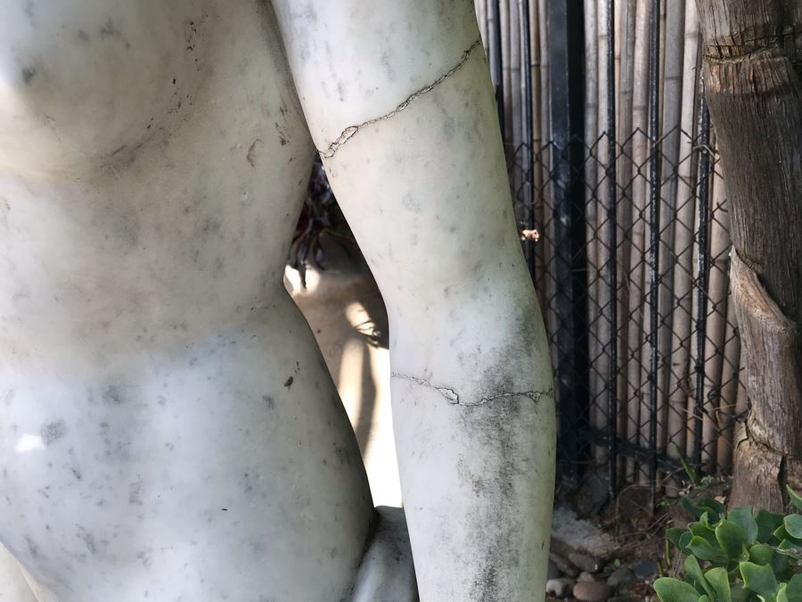 Vintage Italian Stone Carved White Marble Statue Sculpture Life Size Women From Rome Italy (Left Arm And Hand Have Damage - See Photos) [Photo 17]