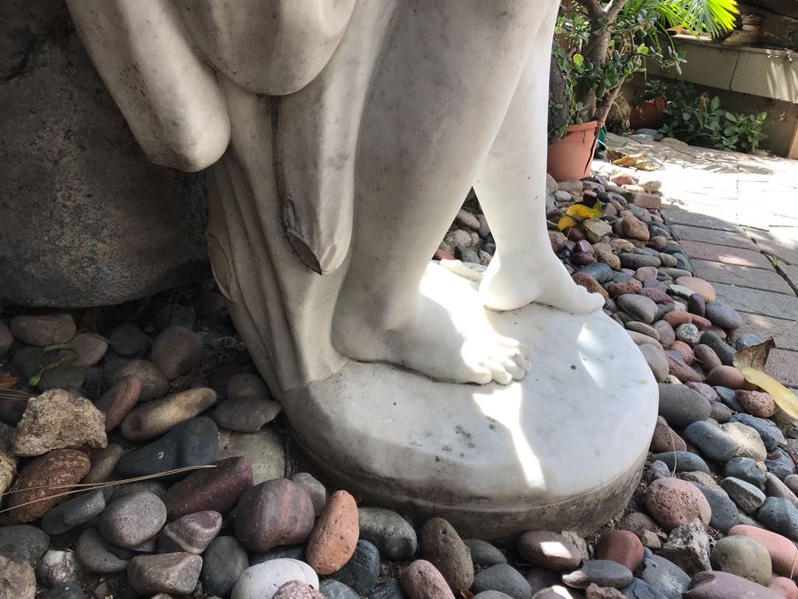 Vintage Italian Stone Carved White Marble Statue Sculpture Life Size Women From Rome Italy (Left Arm And Hand Have Damage - See Photos) [Photo 13]