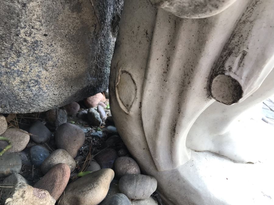 Vintage Italian Stone Carved White Marble Statue Sculpture Life Size Women From Rome Italy (Left Arm And Hand Have Damage - See Photos) [Photo 14]