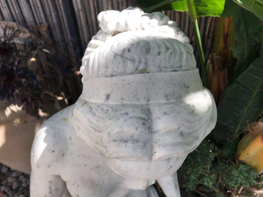 Vintage Italian Stone Carved White Marble Statue Sculpture Life Size Women From Rome Italy (Left Arm And Hand Have Damage - See Photos) [Photo 21]