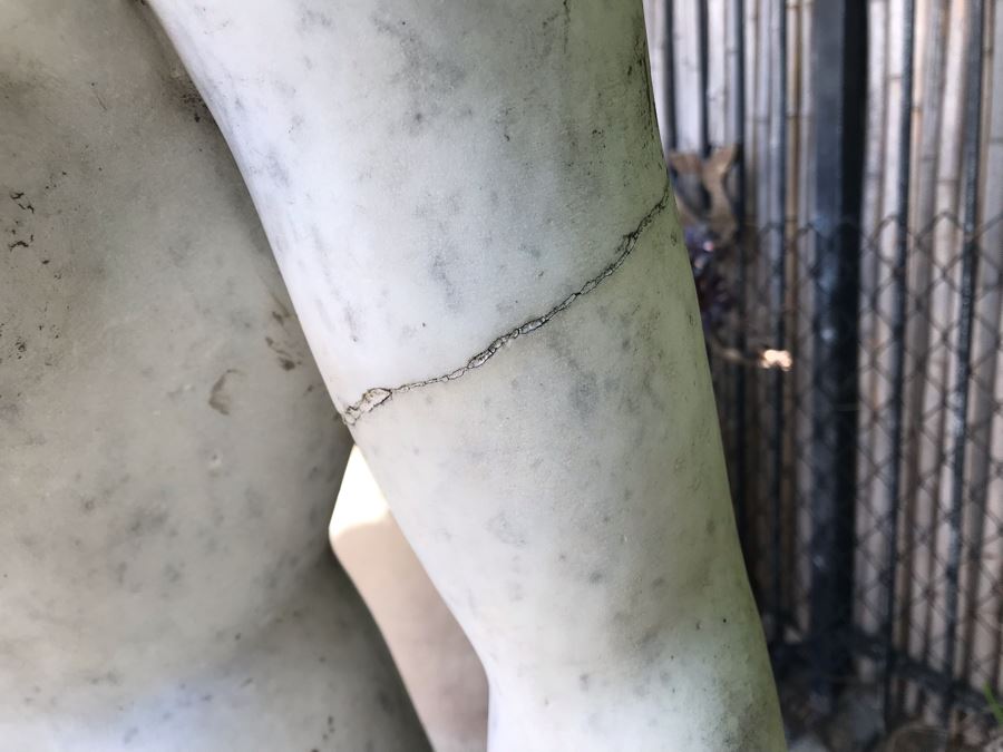 Vintage Italian Stone Carved White Marble Statue Sculpture Life Size Women From Rome Italy (Left Arm And Hand Have Damage - See Photos) [Photo 16]