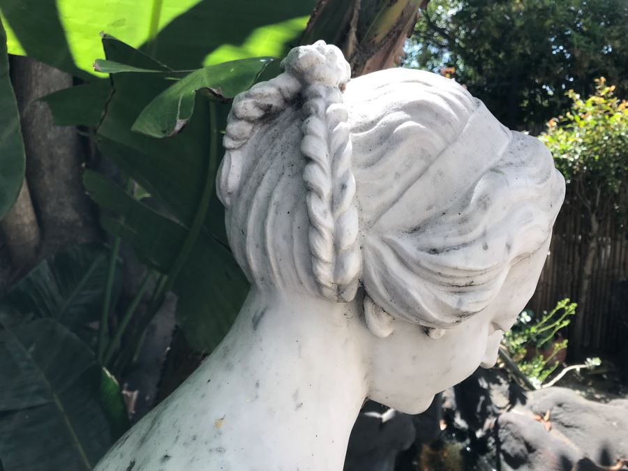 Vintage Italian Stone Carved White Marble Statue Sculpture Life Size Women From Rome Italy (Left Arm And Hand Have Damage - See Photos) [Photo 11]
