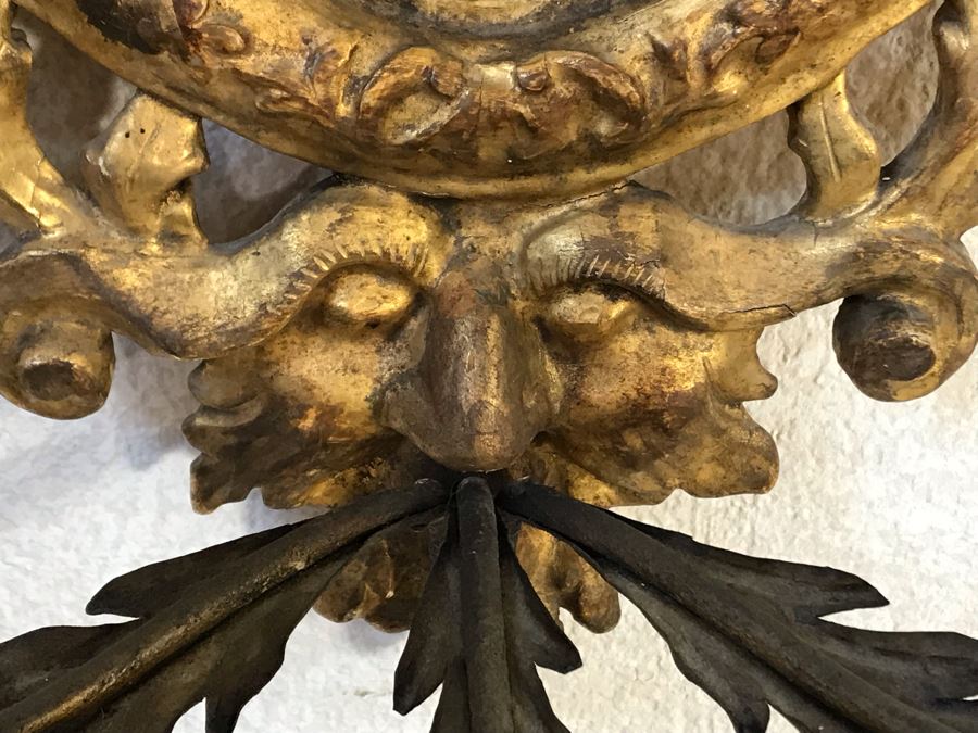 Pair Of Antique Rococo Gilded Italian Wall Mirror Candle Sconces Carved Wooden 20W X 35H - See Photos [Photo 7]