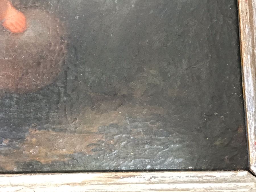Antique Original Italian Oil Painting Of Descending Angels Surrounding Monk 19 X 14 [Photo 19]