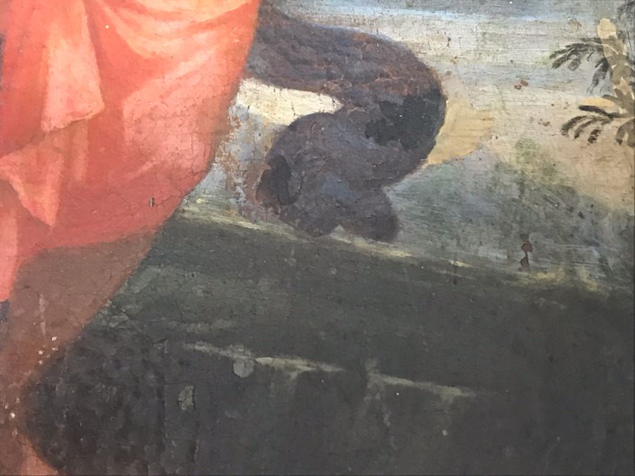 Antique Original Italian Oil Painting Of Descending Angels Surrounding Monk 19 X 14 [Photo 18]